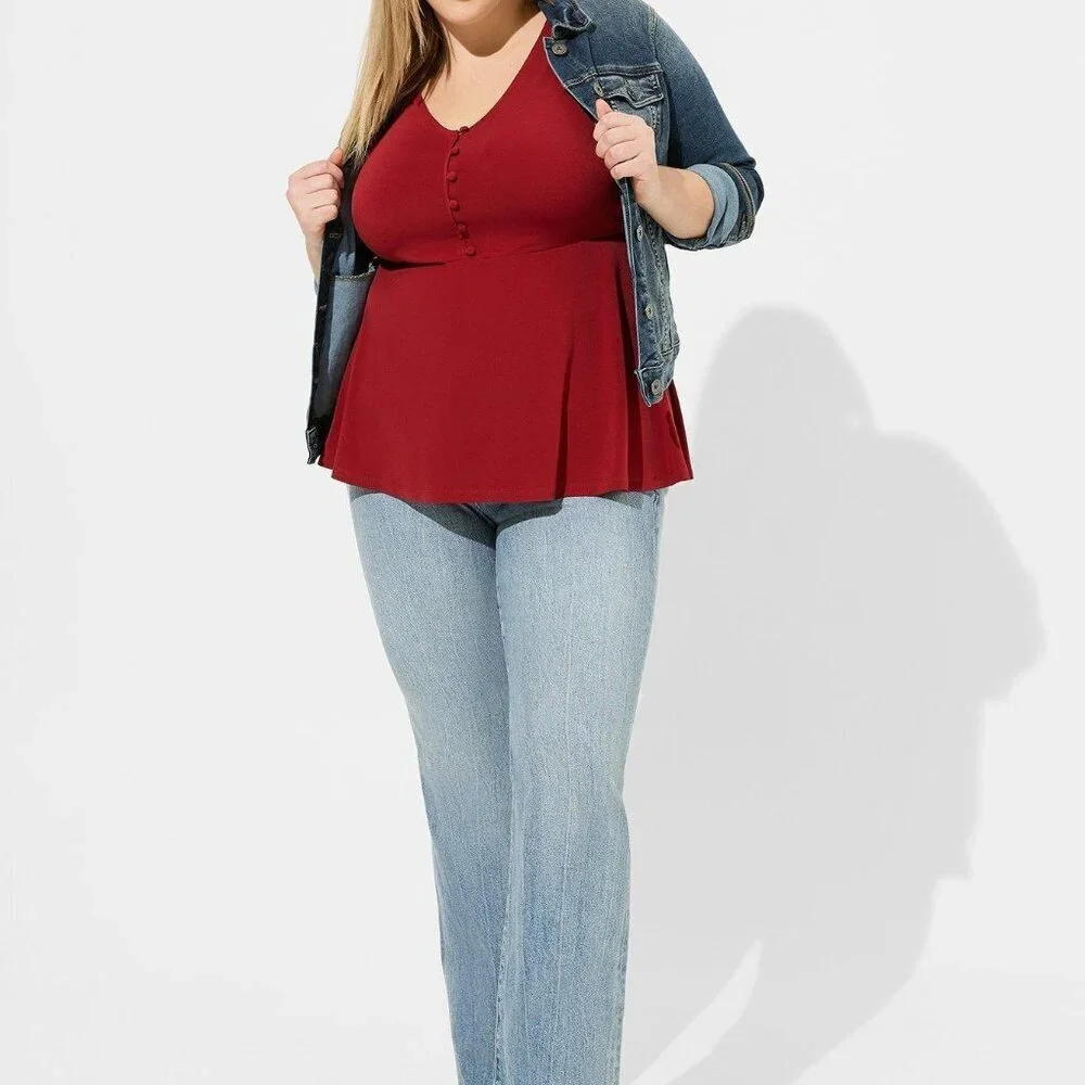 Studio Knit Babydoll Button Front Puff Sleeve Babydoll - Picture 4 of 6